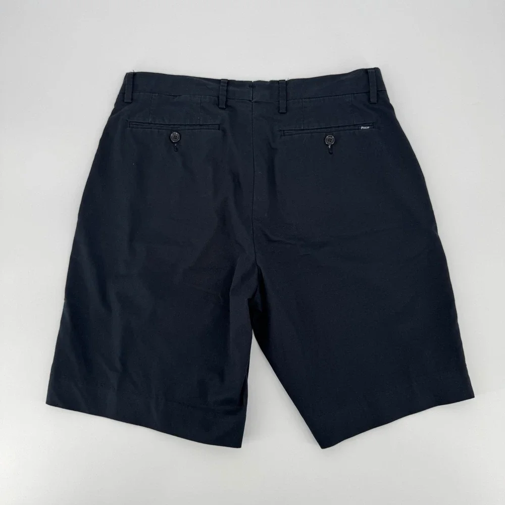 Polo Ralph Lauren Men Navy Blue Stretch Classic Fit Chino Shorts 31 Flat Front